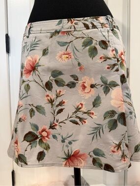 D&G  Floral A-Line Skirt in Gray, Pink and Green
